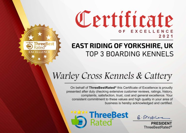 We Win Threebestrated® Award For 2021 🏆 Warley Cross Kennels And Cattery 